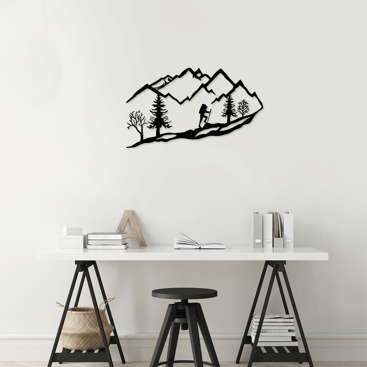 Decoratiune de perete, Mountain Climbing, 90 x 45 cm, Negru - imagine 7